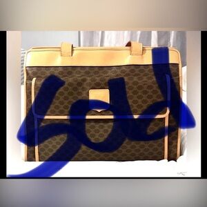 Vintage Celine Tote Handbag Triomphe Macadam Shoulder Purse Large Brown Purse